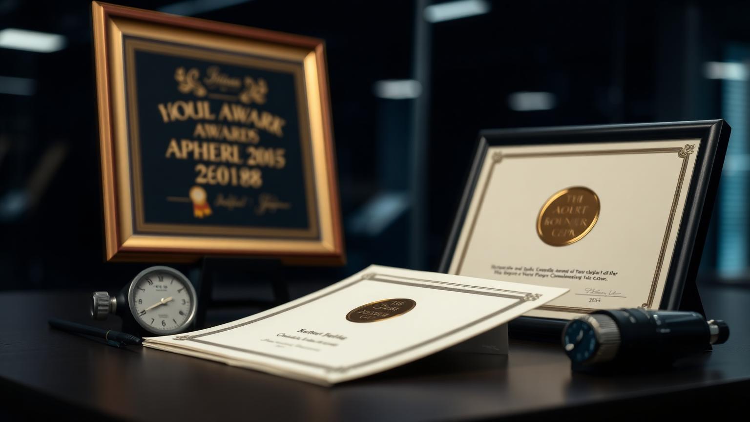 Accreditation certificates beside calibration instruments