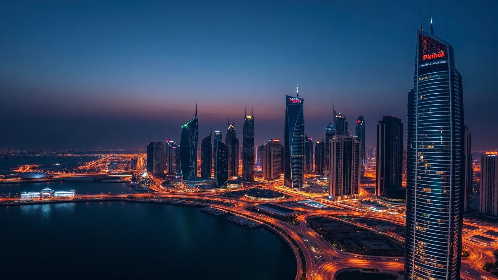 Downtown Dubai skyline at dusk